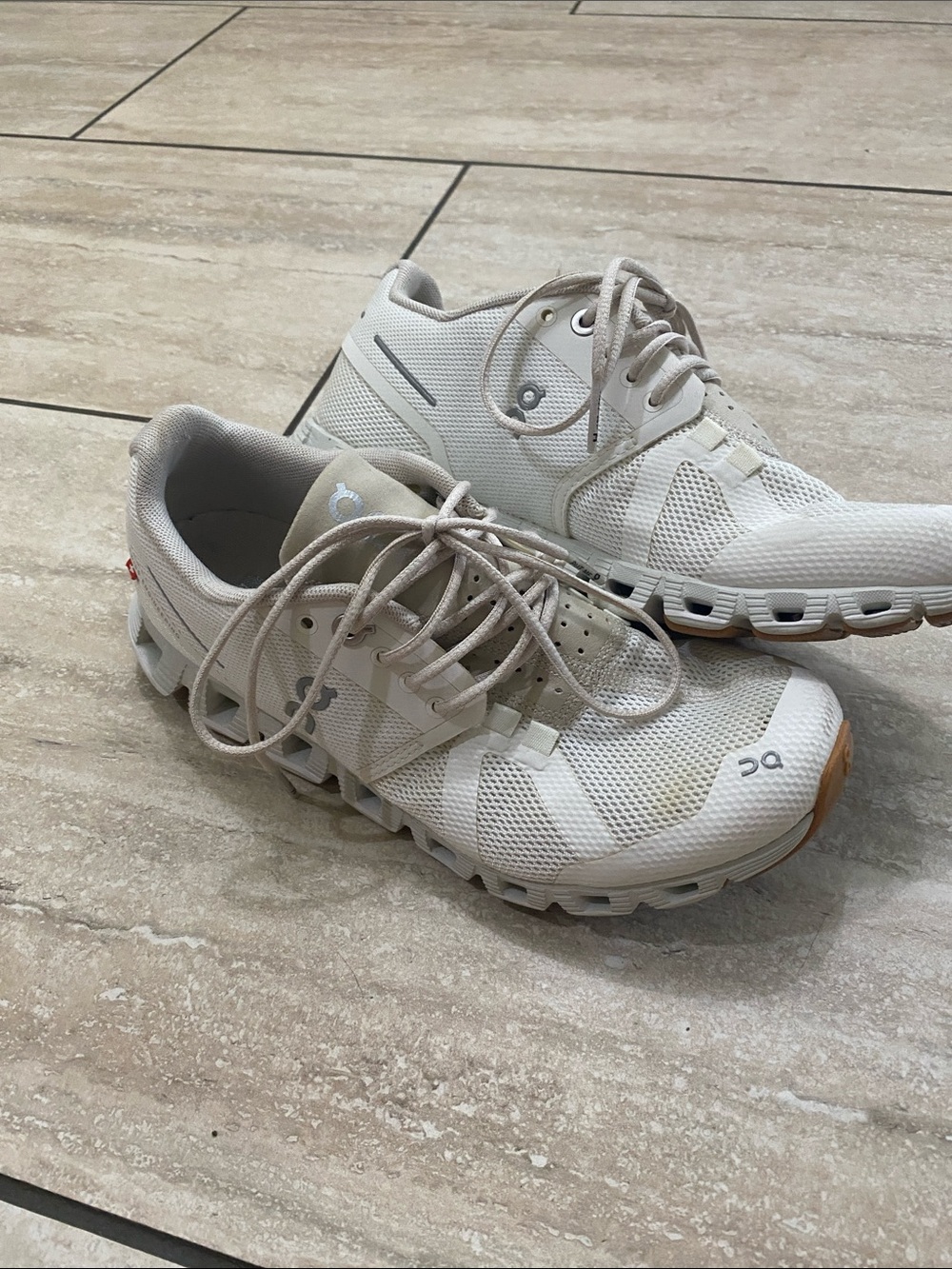 On Running Women's Athletic Shoes - White with Beige accents - Picture 6 of 11